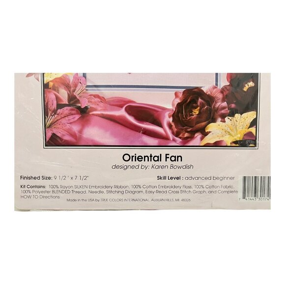 True Colors Oriental Fan Ribbon Embroidery Kit 9.5x7.5 Karen Bowdish NEW SEALED - Picture 3 of 4